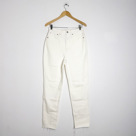 Madewell The Momjean Ivory White Jeans High Rise Women’s Size 27 Tall NWT - Picture 3 of 9